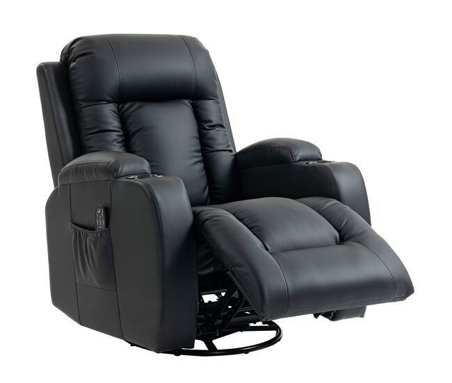 Sillón de masaje giratorio sillón relax reclinable con 8 puntos de masaje función de calefacción 82x99x103 cm negro