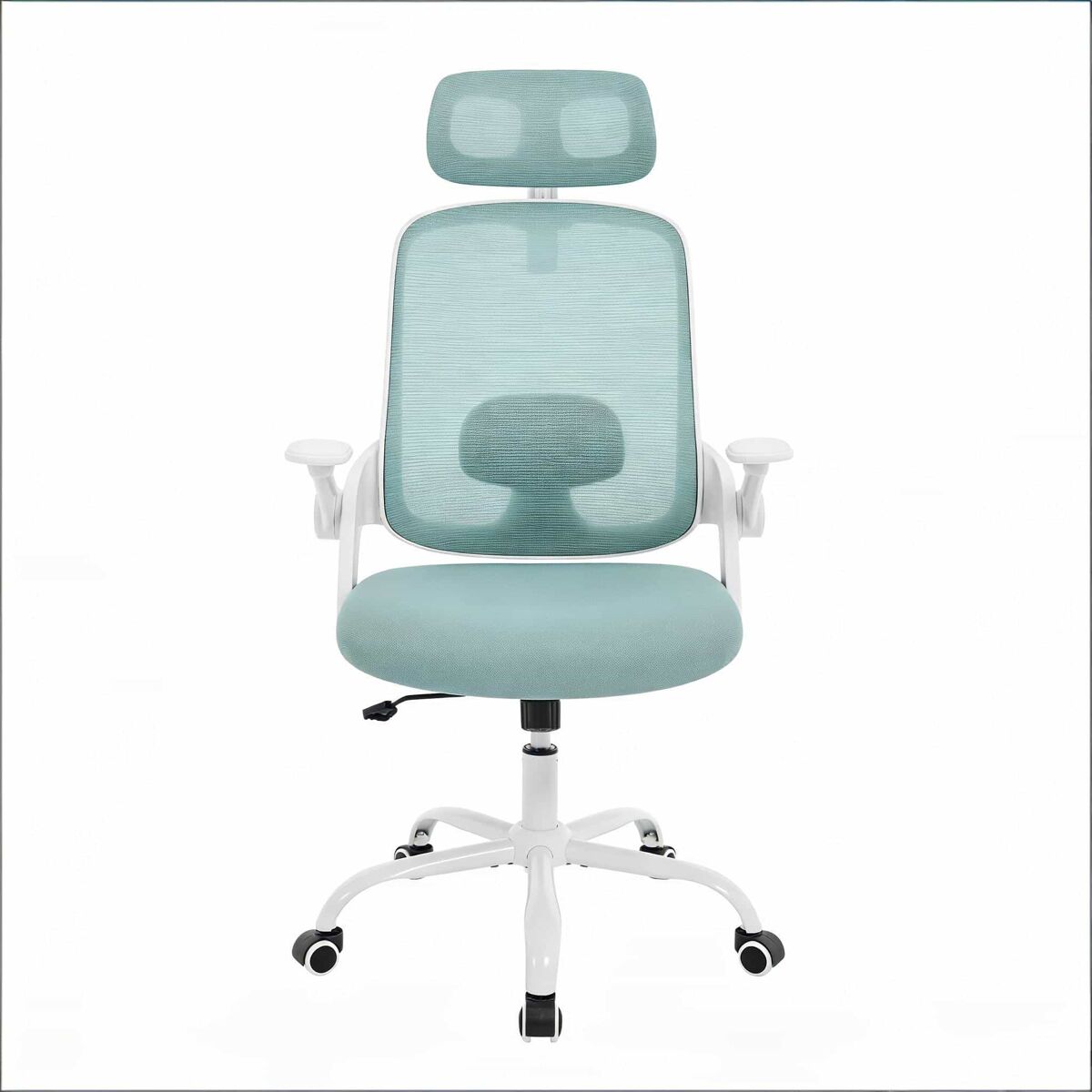 Silla de oficina 63x47 cm - respaldo alto, ergonómica, acolchada para ordenador y conferencias - azul
