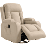 Poltrona giratória com massagem, reclinável, com 8 pontos de massagem e função de aquecimento, 82x99x103 cm, cor creme.
