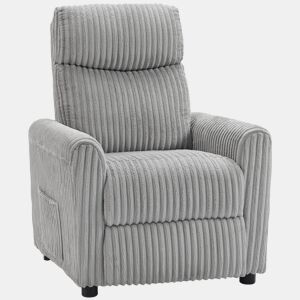 Poltrona reclinável manual Relax, estofada em veludo cotelê, instalação rápida, apoio para os pés acolchoado e espesso, cinza claro.