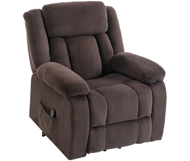Sillón relax reclinable eléctrico levanta personas con puerto usb control remoto asiento ancho reposapiés marrón