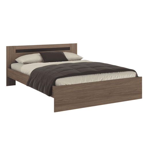 Cama Oshira 135x190 cm, Estrutura de Cama, Quarto, Carvalho Tostado e Pontilhado Preto Cama Oshira 135x190 cm, Estrutura de Cama, Quarto, Carvalho Tostado e Pontilhado Preto