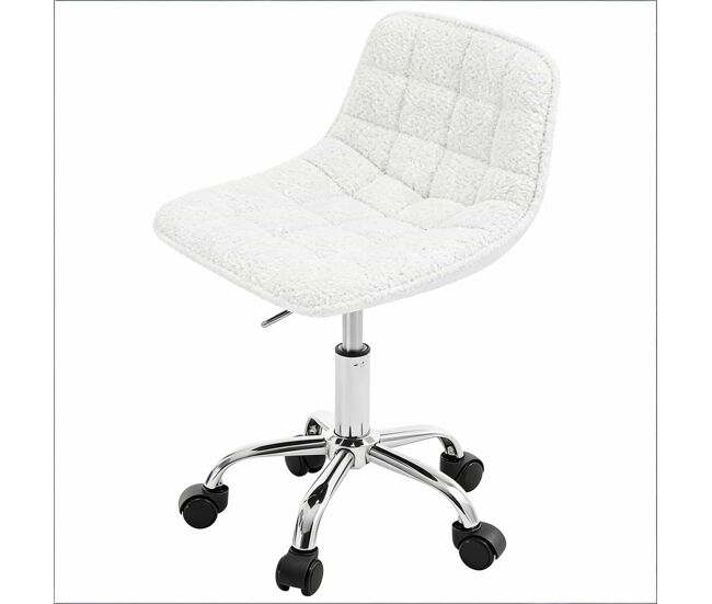 Silla de oficina 43x43x67,5 cm - cómoda, multifuncional, estilo lounge y maquillaje - blanco