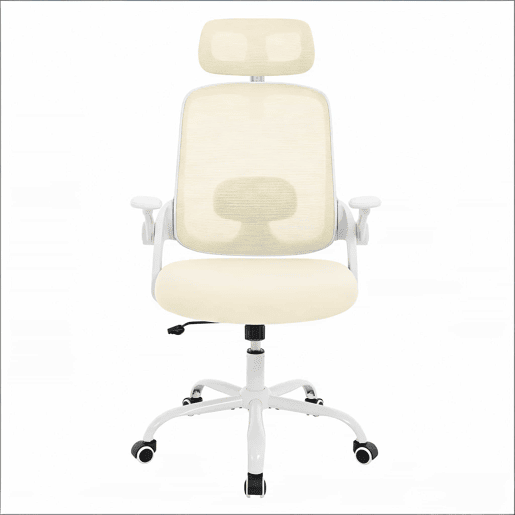 Cadeira de escritório 63,5 x 47 x 117,5 cm - encosto alto, ergonómica, cadeira de computador e de conferência - bege
