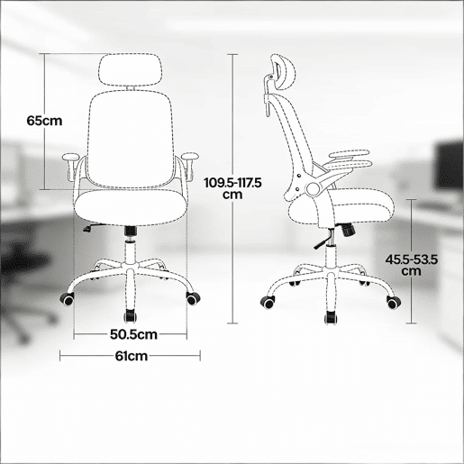 Cadeira de escritório 63,5 x 47 x 117,5 cm - encosto alto, ergonómica, cadeira de computador e de conferência - bege