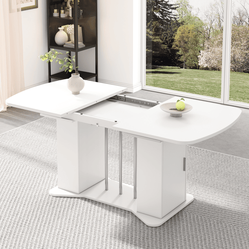 Mesa de jantar extensível retangular 120-160máx cm de mdf,branco Mesa de jantar extensível retangular 120-160máx cm de mdf,branco