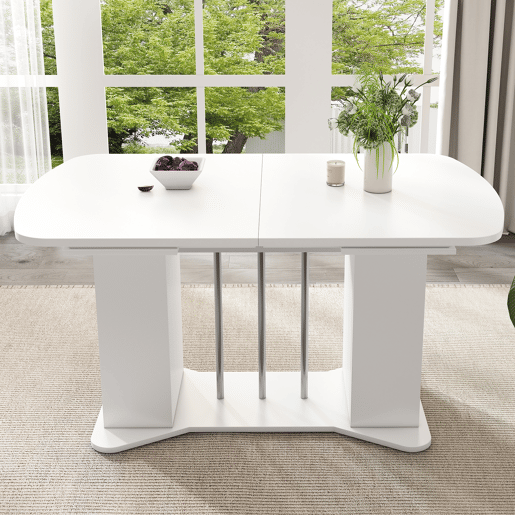 Mesa de jantar extensível retangular 120-160máx cm de mdf,branco Mesa de jantar extensível retangular 120-160máx cm de mdf,branco
