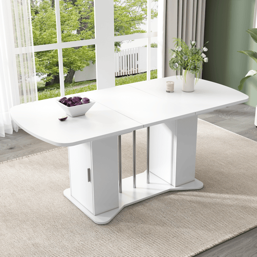 Mesa de jantar extensível retangular 120-160máx cm de mdf,branco Mesa de jantar extensível retangular 120-160máx cm de mdf,branco