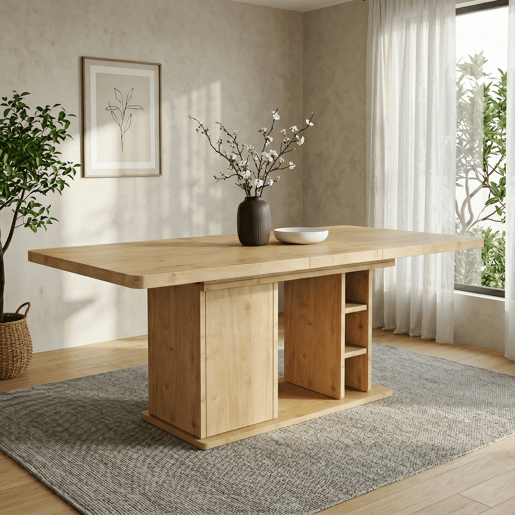 Mesa de jantar extensível retangular 140-180máx cm de mdf,natural Mesa de jantar extensível retangular 140-180máx cm de mdf,natural
