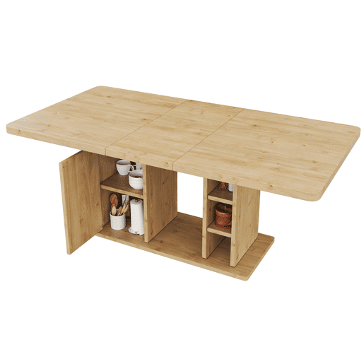 Mesa de jantar extensível retangular 140-180máx cm de mdf,natural Mesa de jantar extensível retangular 140-180máx cm de mdf,natural