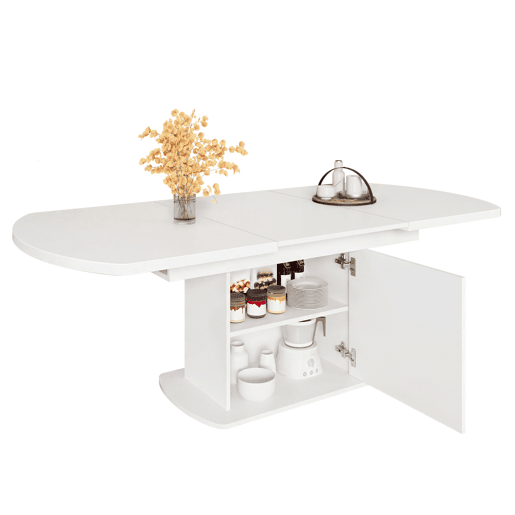 Mesa de jantar extensível oval 140-200máx cm de painel de partículas,branco Mesa de jantar extensível oval 140-200máx cm de painel de partículas,branco