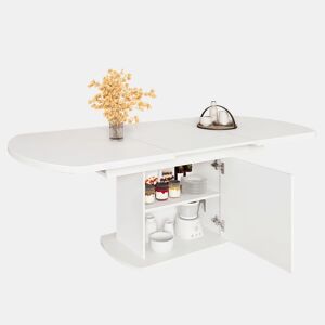 Mesa de jantar extensível oval 140-200máx cm de painel de partículas,branco
