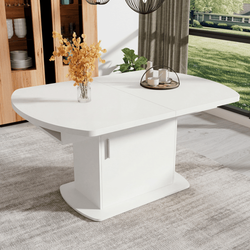 Mesa de jantar extensível oval 140-200máx cm de painel de partículas,branco Mesa de jantar extensível oval 140-200máx cm de painel de partículas,branco