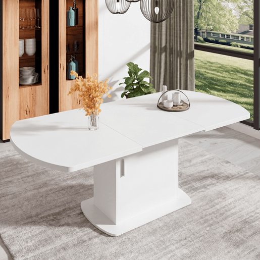 Mesa de jantar extensível oval 140-200máx cm de painel de partículas,branco Mesa de jantar extensível oval 140-200máx cm de painel de partículas,branco