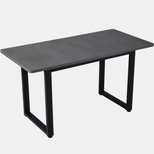 Mesa de jantar fixa retangular 140 cm de painel de partículas,cinza+preto