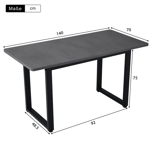 Mesa de jantar fixa retangular 140 cm de painel de partÃculas,cinza+preto Mesa de jantar fixa retangular 140 cm de painel de partÃculas,cinza+preto