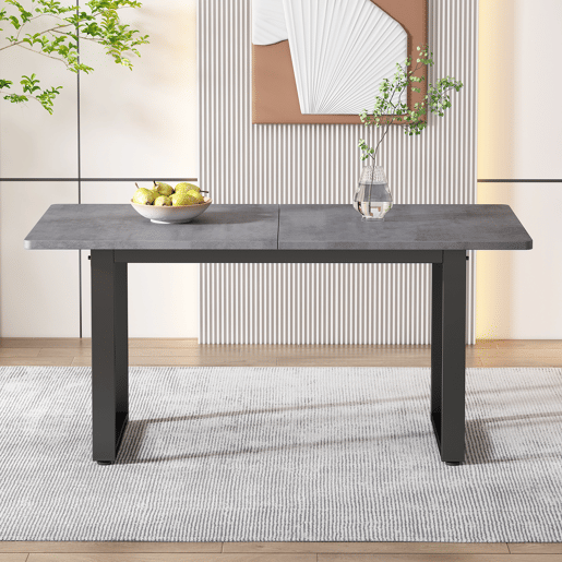Mesa de jantar fixa retangular 140 cm de painel de partÃculas,cinza+preto Mesa de jantar fixa retangular 140 cm de painel de partÃculas,cinza+preto