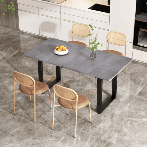 Mesa de jantar fixa retangular 140 cm de painel de partÃculas,cinza+preto Mesa de jantar fixa retangular 140 cm de painel de partÃculas,cinza+preto