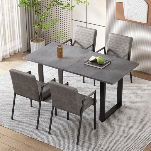 Mesa de jantar fixa retangular 140 cm de painel de partÃculas,cinza+preto Mesa de jantar fixa retangular 140 cm de painel de partÃculas,cinza+preto