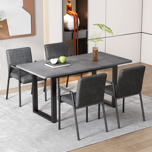 Mesa de jantar fixa retangular 140 cm de painel de partÃculas,cinza+preto Mesa de jantar fixa retangular 140 cm de painel de partÃculas,cinza+preto