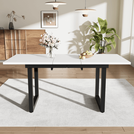 Mesa de jantar extensível retangular 140-180máx cm de mdf,branco