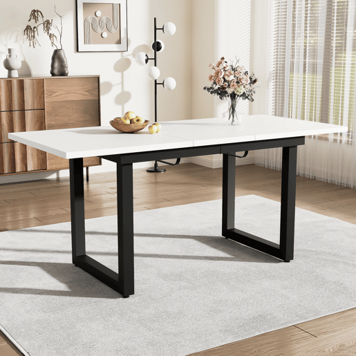 Mesa de jantar extensível retangular 140-180máx cm de mdf,branco
