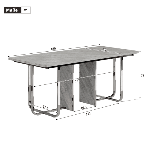 Mesa de jantar fixa retangular 180 cm de mdf,cinza Mesa de jantar fixa retangular 180 cm de mdf,cinza
