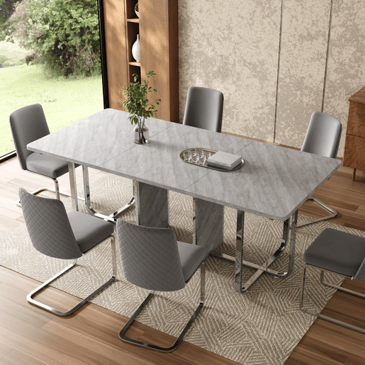 Mesa de jantar fixa retangular 180 cm de mdf,cinza Mesa de jantar fixa retangular 180 cm de mdf,cinza