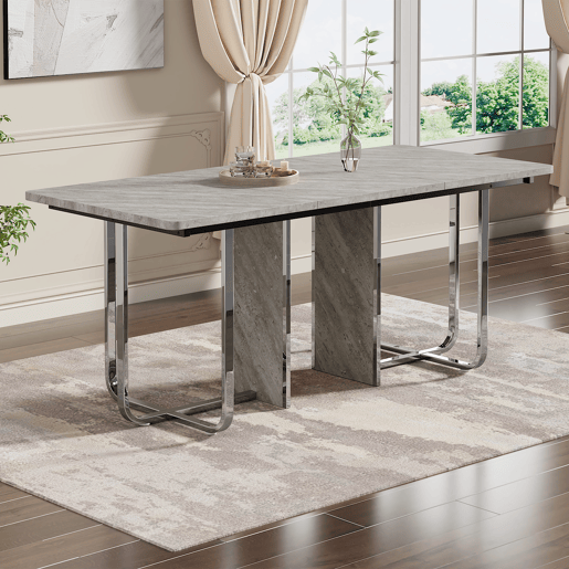 Mesa de jantar fixa retangular 180 cm de mdf,cinza Mesa de jantar fixa retangular 180 cm de mdf,cinza