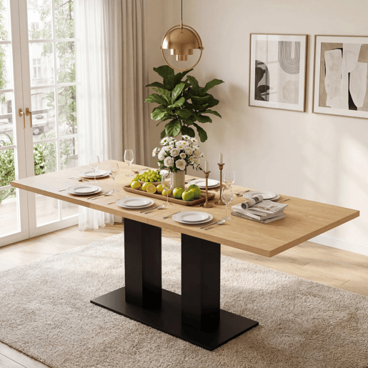 Mesa de jantar extensível retangular 140-180máx cm de mdf,natural