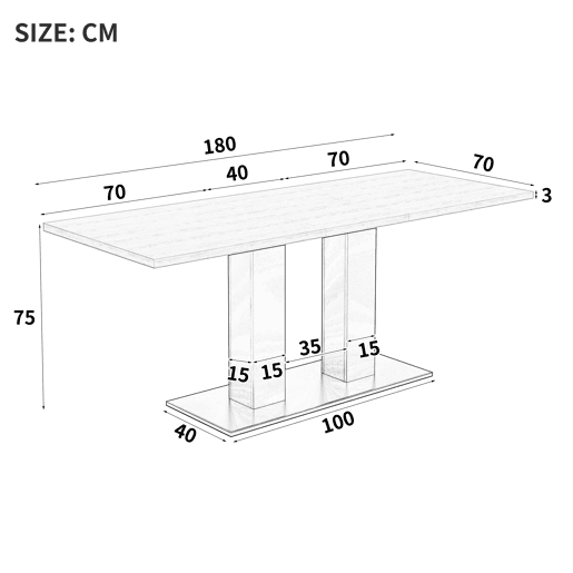 Mesa de jantar extensível retangular 140-180máx cm de mdf,natural
