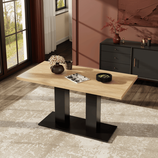 Mesa de jantar extensível retangular 140-180máx cm de mdf,natural