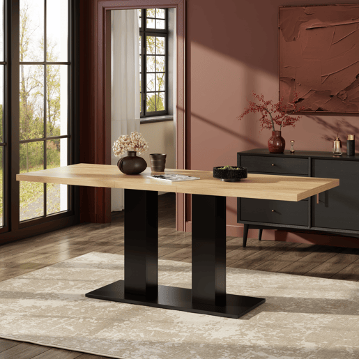 Mesa de jantar extensível retangular 140-180máx cm de mdf,natural