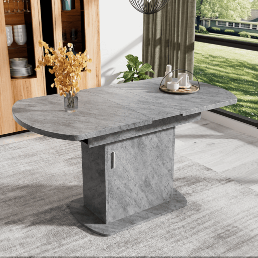 Mesa de jantar extensível oval 110-130máx cm de painel de partículas,cinza Mesa de jantar extensível oval 110-130máx cm de painel de partículas,cinza
