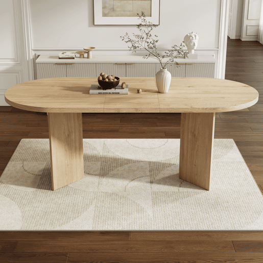 Mesa de jantar fixa oval 200 cm de mdf,carvalho