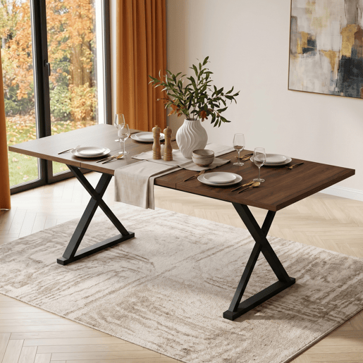 Mesa de jantar fixa retangular 180 cm de mdf,noz