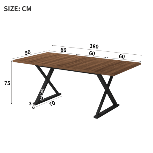 Mesa de jantar fixa retangular 180 cm de mdf,noz