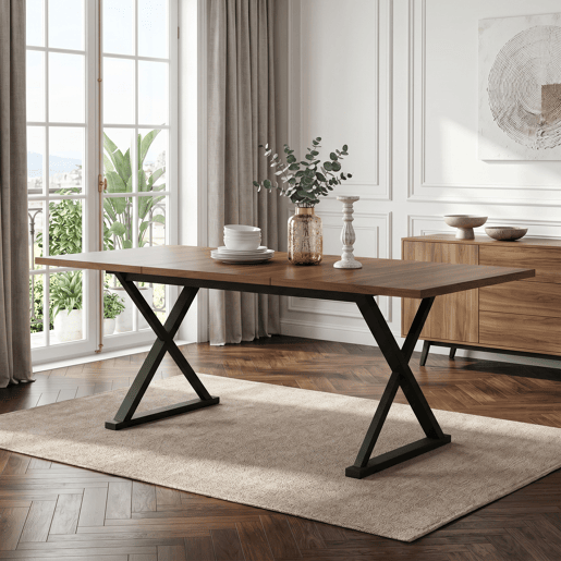 Mesa de jantar fixa retangular 180 cm de mdf,noz