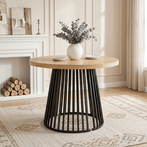 Mesa de jantar extensível redonda 100-176máx cm de mdf,natural Mesa de jantar extensível redonda 100-176máx cm de mdf,natural