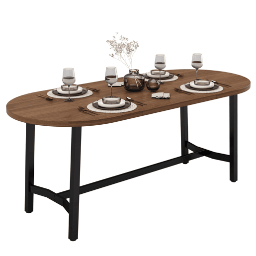 Mesa de jantar fixa oval 180 cm de mdf,noz