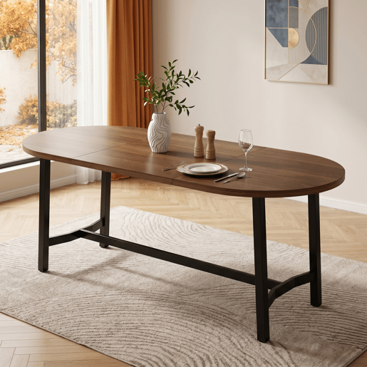 Mesa de jantar fixa oval 180 cm de mdf,noz