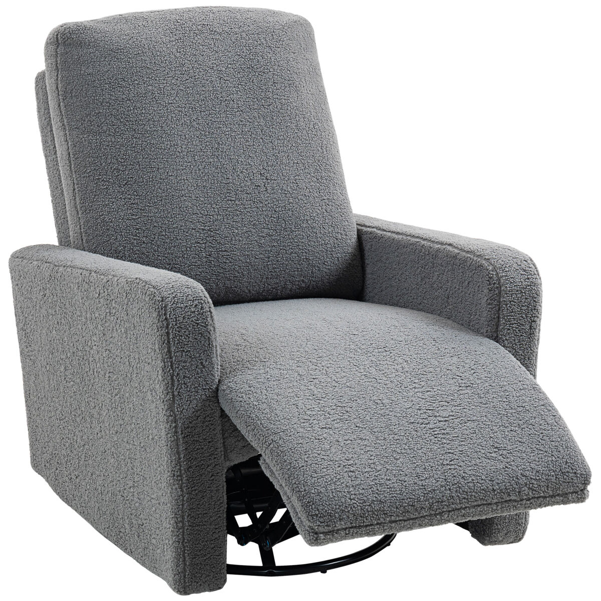 Sillón relax reclinable manual hasta 135o con reposabrazos reposapiés acolchado grueso y función de balanceo 360° gris