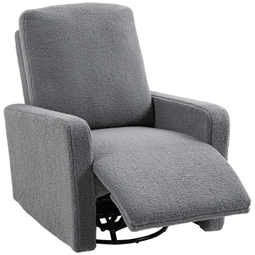 Poltrona Relax com reclinação manual até 135º, apoios de braço, apoio para os pés acolchoado e função de balanço de 360°, cinza. Poltrona Relax com reclinação manual até 135º, apoios de braço, apoio para os pés acolchoado e função de balanço de 360°, cinza.