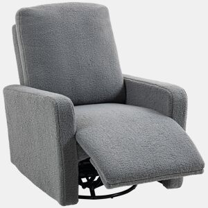 Poltrona Relax com reclinação manual até 135º, apoios de braço, apoio para os pés acolchoado e função de balanço de 360°, cinza.