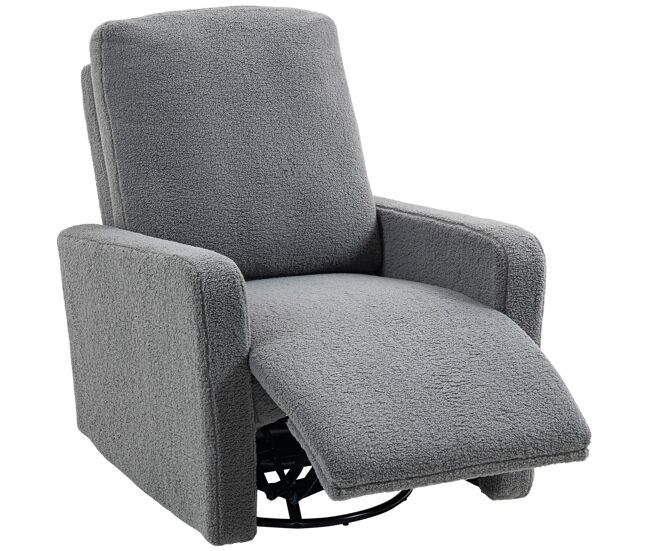 Sillón relax reclinable manual hasta 135o con reposabrazos reposapiés acolchado grueso y función de balanceo 360° gris