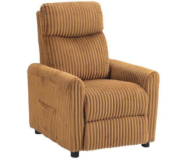 Sillón relax reclinable manual tapizado en pana instalación rápida reposapiés acolchado grueso marrón