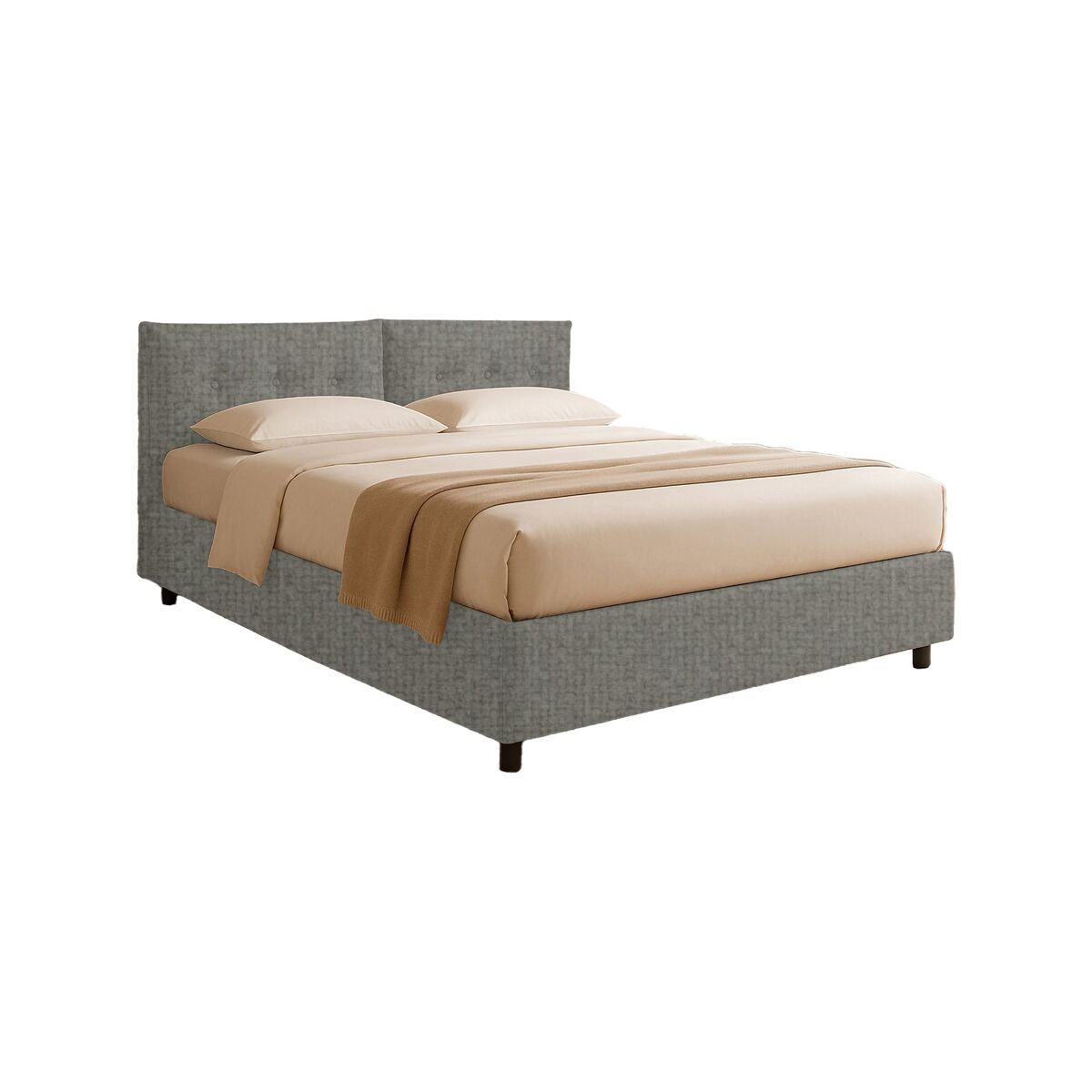 Cama Individual Desenfundable de Tela 202x106 Gris Medio