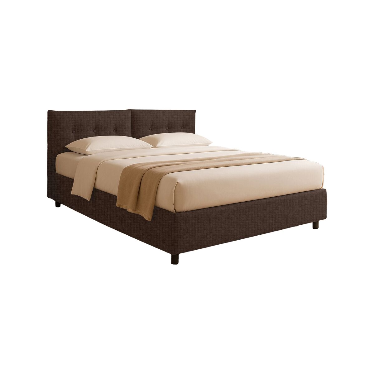 Cama Individual Desenfundable de Tela 202x106 Marrón