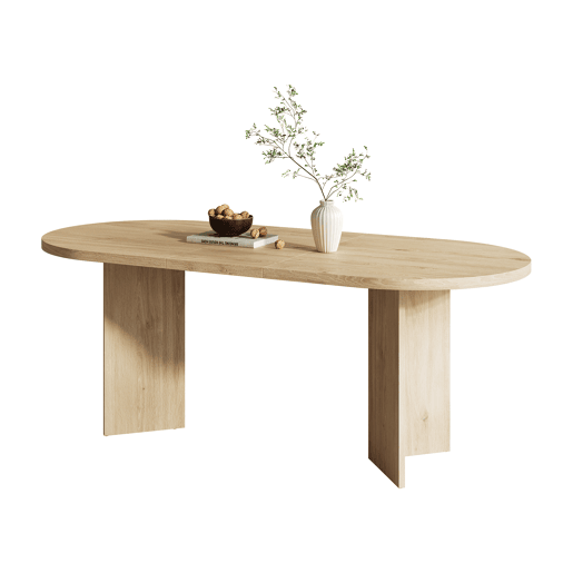 Mesa de jantar fixa oval 160 cm de mdf,carvalho Mesa de jantar fixa oval 160 cm de mdf,carvalho