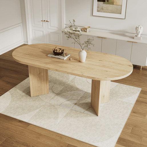 Mesa de jantar fixa oval 160 cm de mdf,carvalho Mesa de jantar fixa oval 160 cm de mdf,carvalho